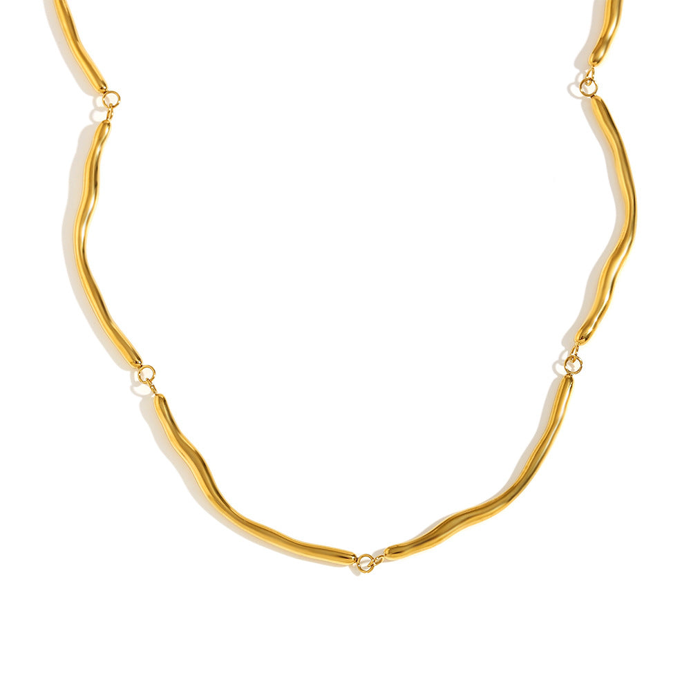Minimalist Geometric Stainless Steel 18K Gold Plated Joint Necklace for Women