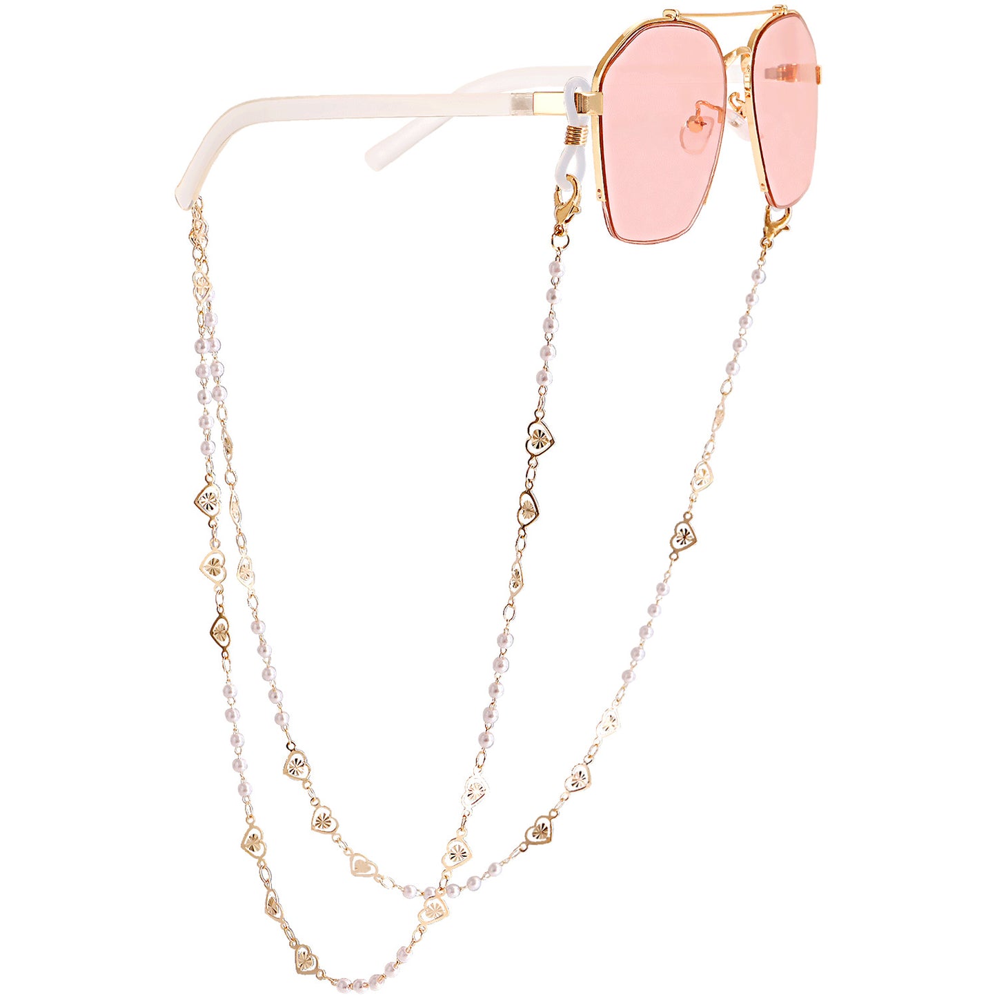 Star Round Heart Pearl Alloy Mask Chain and Eyeglass Holder