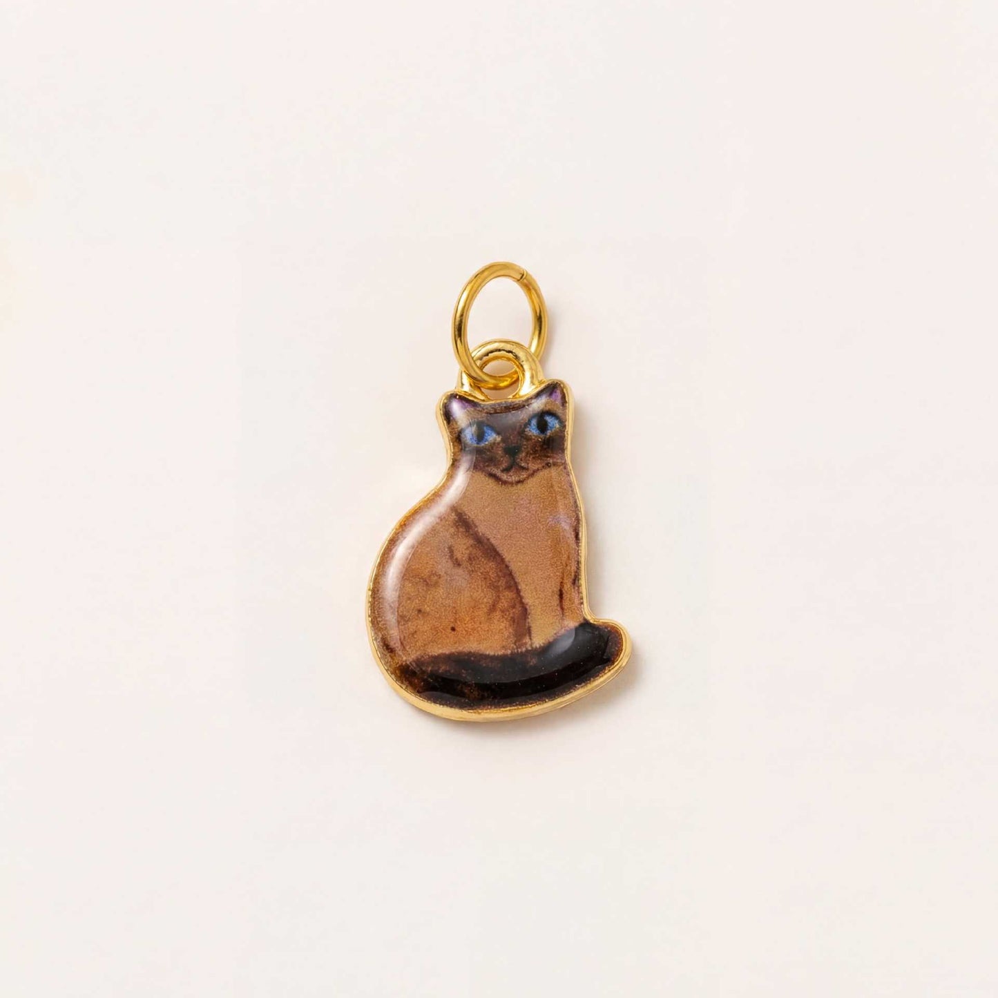 Cute Cartoon Cat Ceramic Drip Oil Plated Stainless Steel Charm Bar Pendant