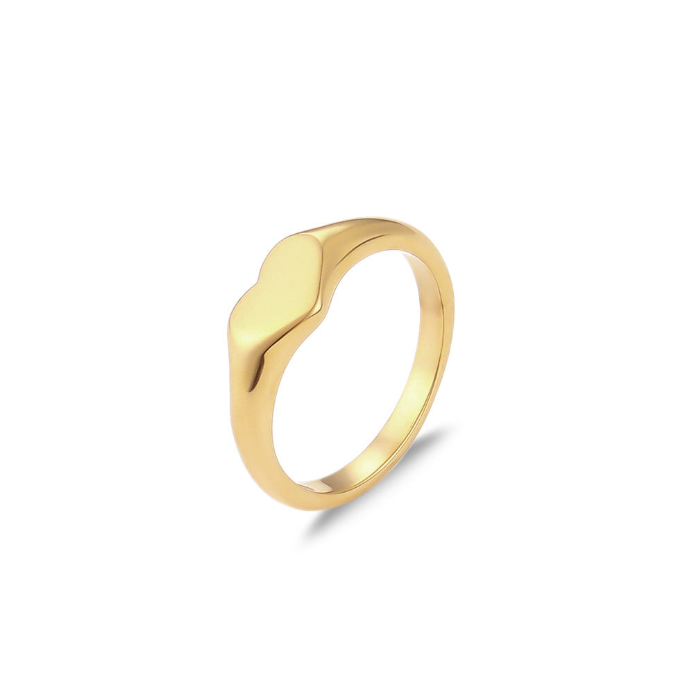 Fashionable OL Style Geometric Heart-Shaped Stainless Steel Hollow Twisted Ring with Plating Finish for Women