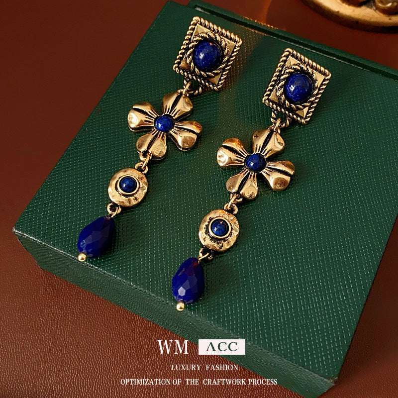 Vintage Floral Earrings with Alloy Construction and Handcrafted Details for Women
