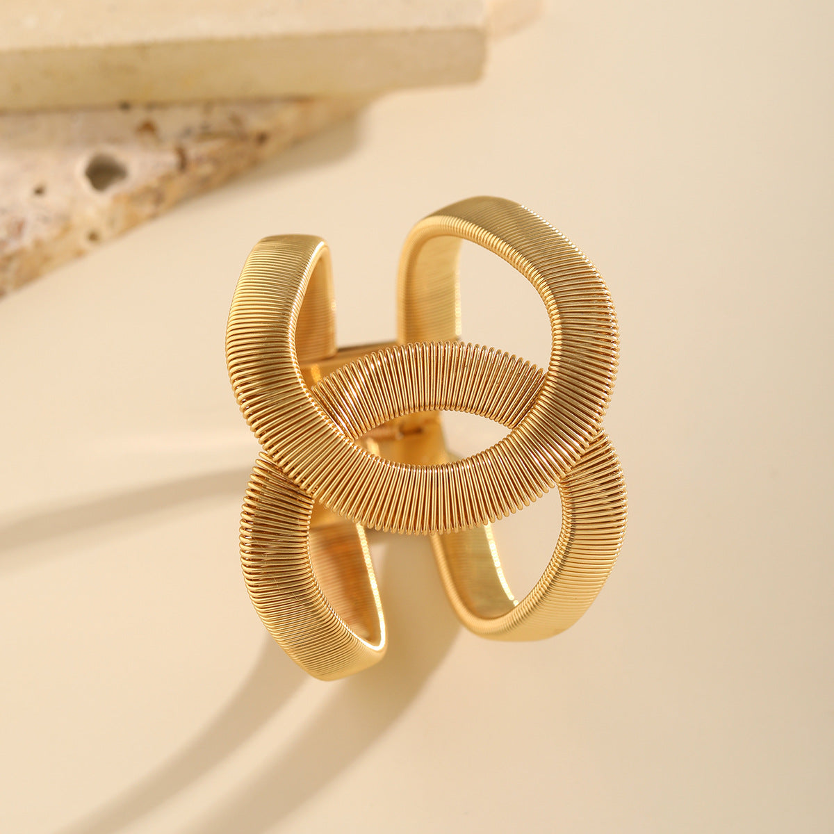 Elegant Striped Geometric Iron Plated Open Cuff Bracelet for Women