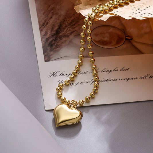 Collana con Ciondolo a Cuore Minimalista in Rame, Placcata Oro 18K da Donna