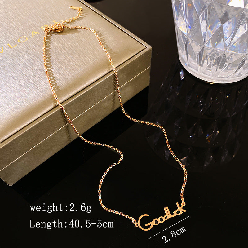 Minimalist Titanium Steel Letter Necklace Plated Cable Chain Unisex Jewelry