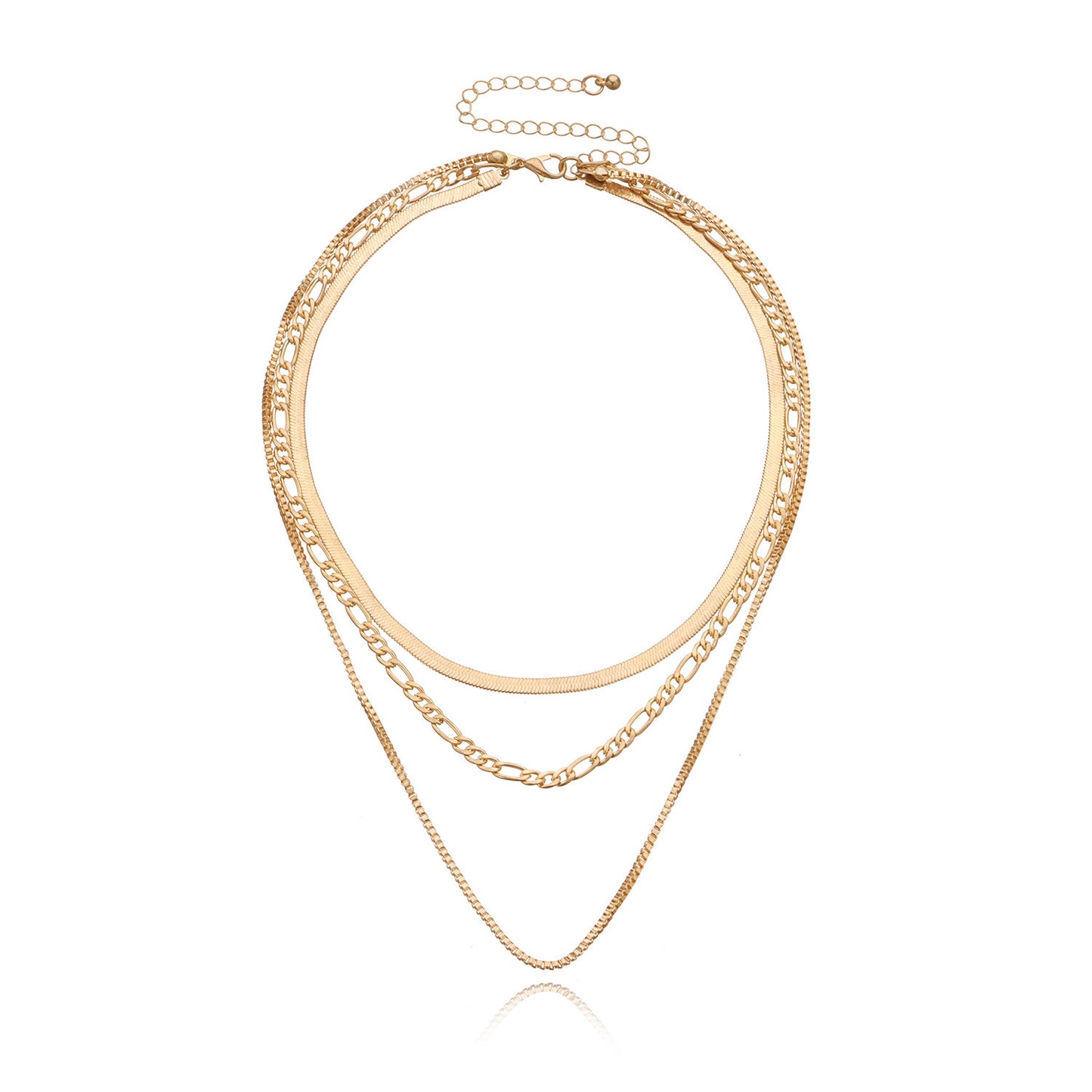 Vintage Geometric Alloy Plated Snake Chain Necklace Multi-layer Unisex