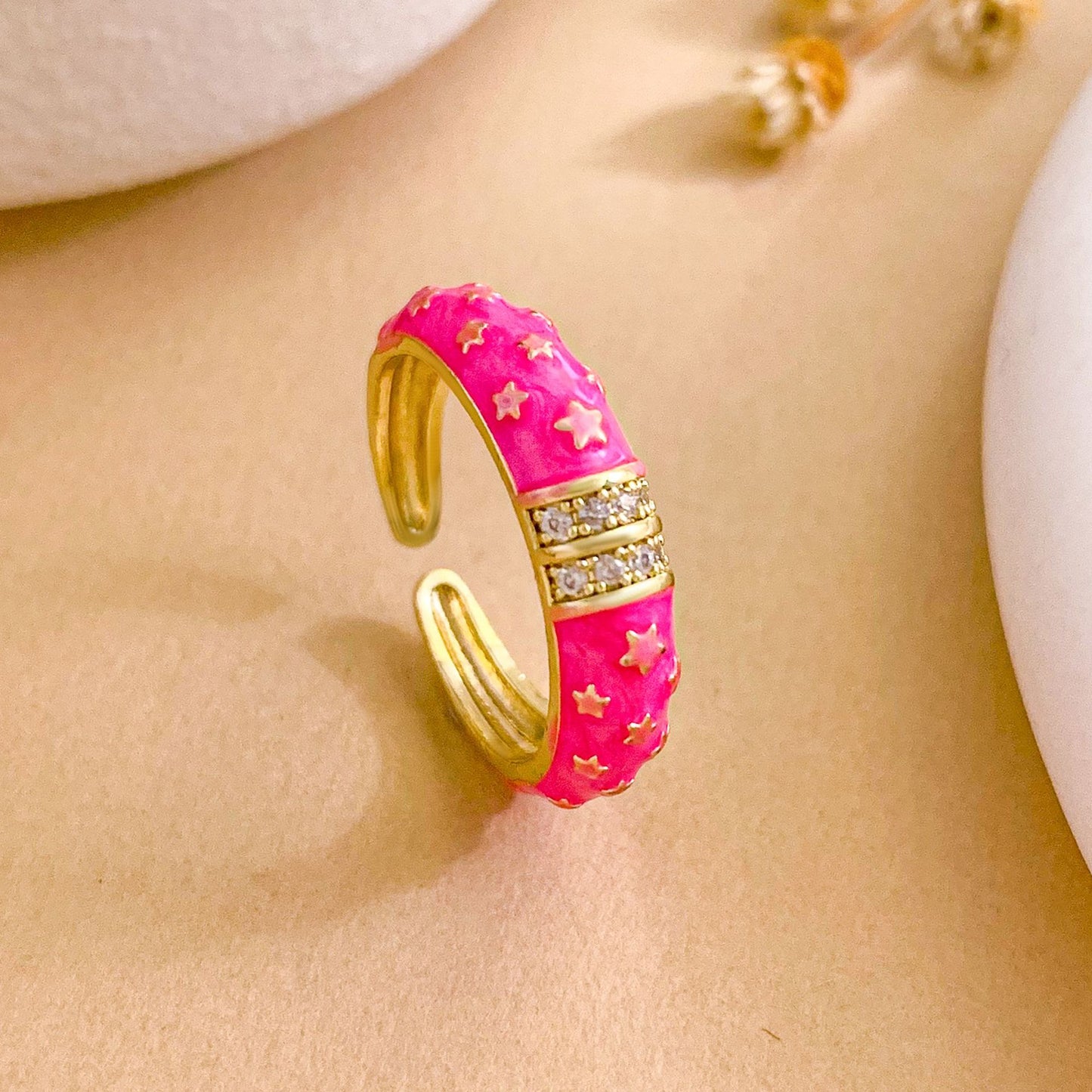 Sweet Minimalist Star Gold Plated Brass Ring for Women