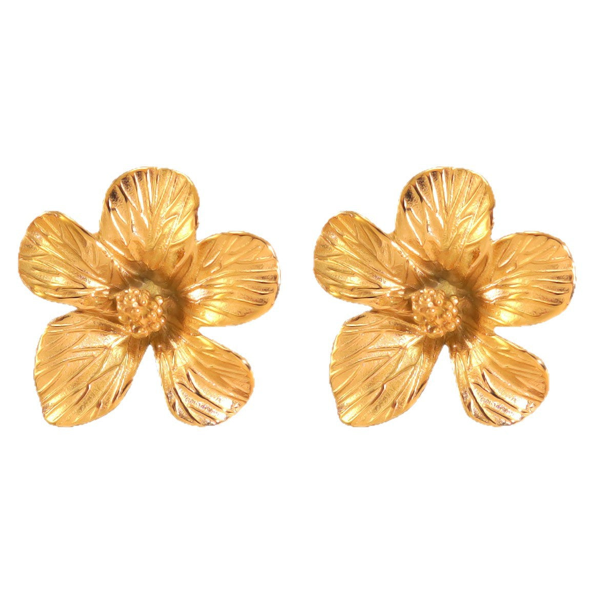 Sweet Floral Plated Stainless Steel Earrings