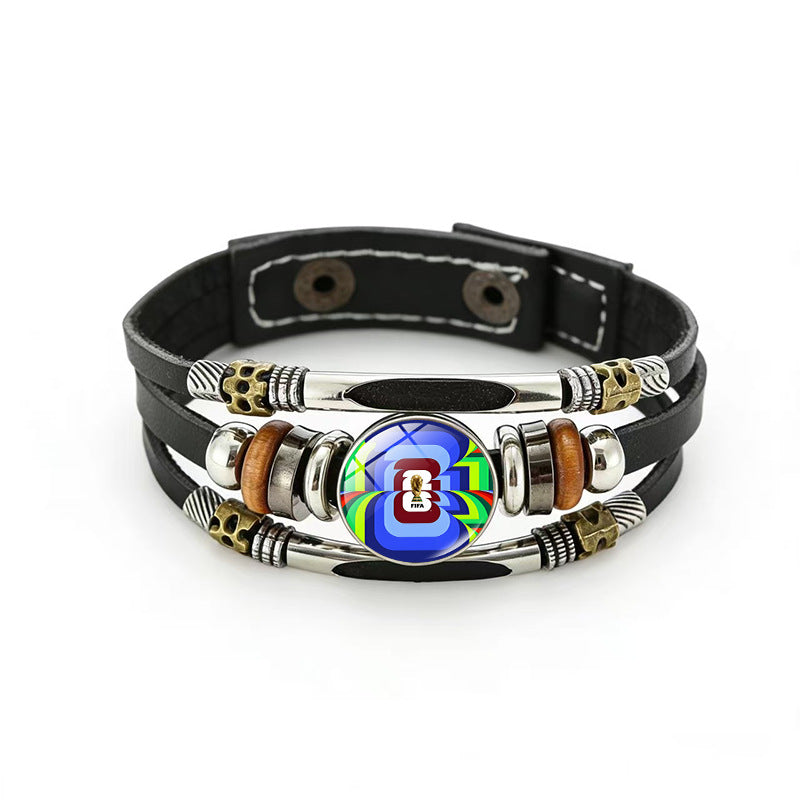 Bracciale in pelle placcato geometrico unisex