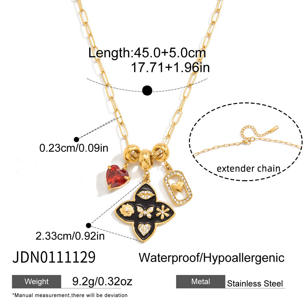 Minimalist Heart Stainless Steel PVD Plated Necklace for Women