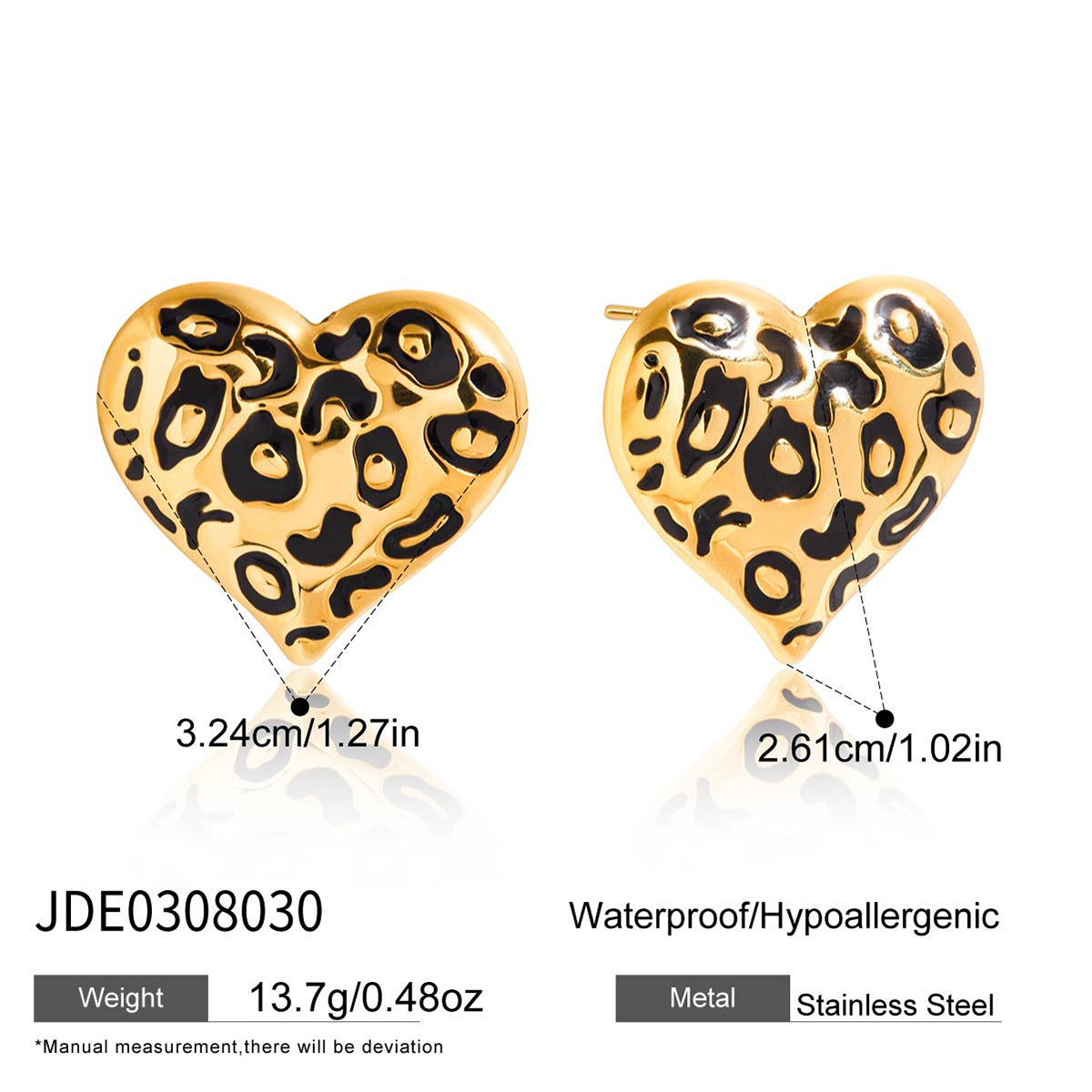 Minimalist Heart-Shaped Titanium Steel Necklace Set with Matching Earrings Plated Stainless Steel Jewelry for Women