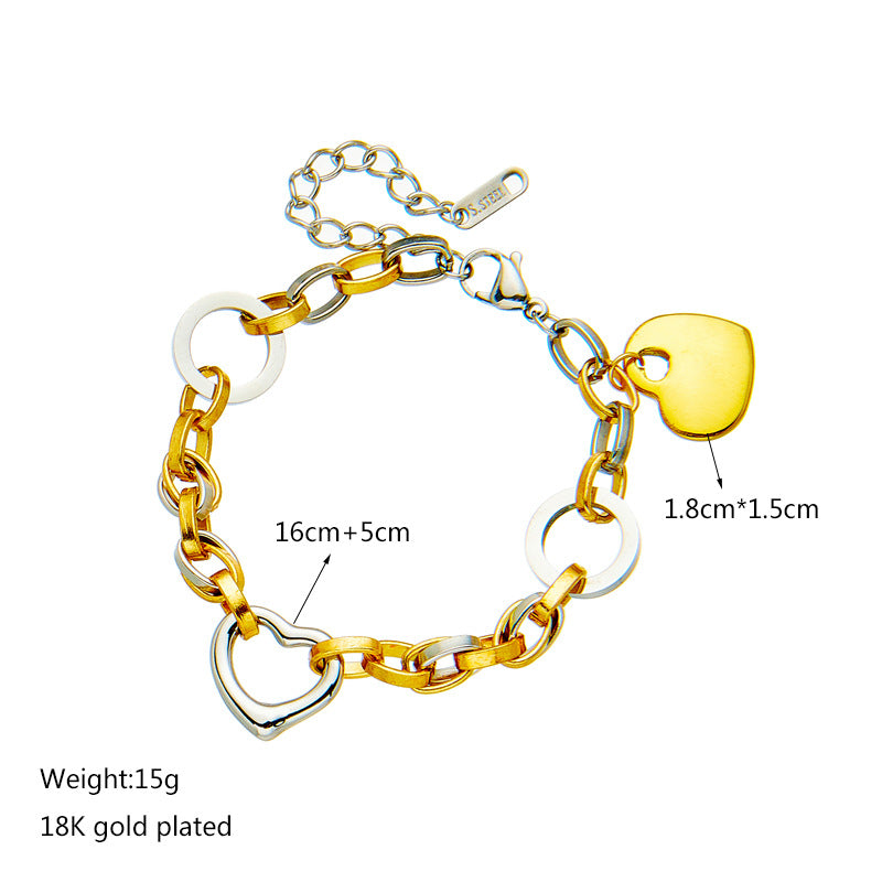 Punk Stainless Steel O-Chain Heart Bracelet for Women