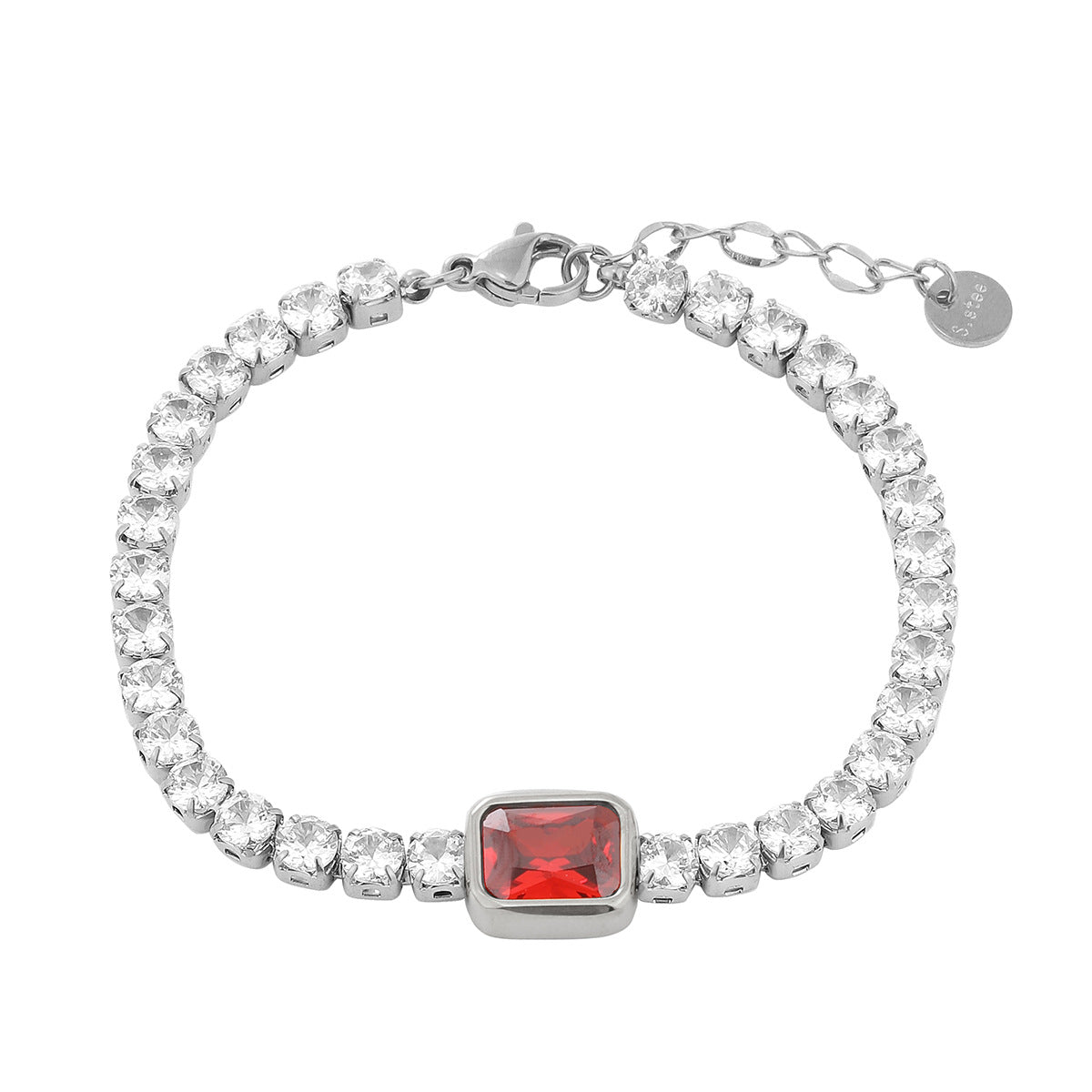 Elegante pulsera geométrica cuadrada de titanio con diamantes de imitación para mujer, con acabado chapado y atractivo minimalista de lujo