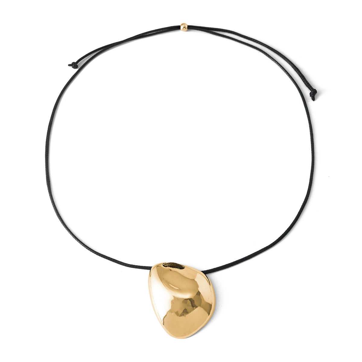Minimalist Geometric Teardrop Zinc Alloy Pendant Plated Alloy Wax Cord Necklace for Women