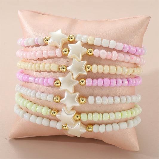 Set di braccialetti in perline di resina a forma di cuore minimalista per bambini, fatti a mano con perline colorate