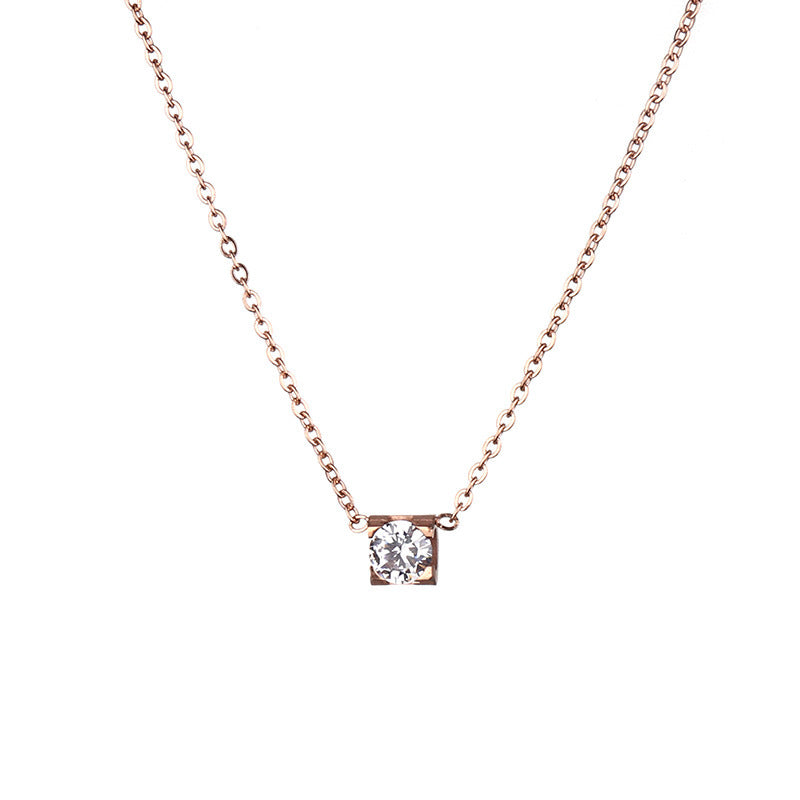 Minimalist Animal-Shaped Titanium Steel Plated Necklace with Cubic Zirconia Pendant for Women