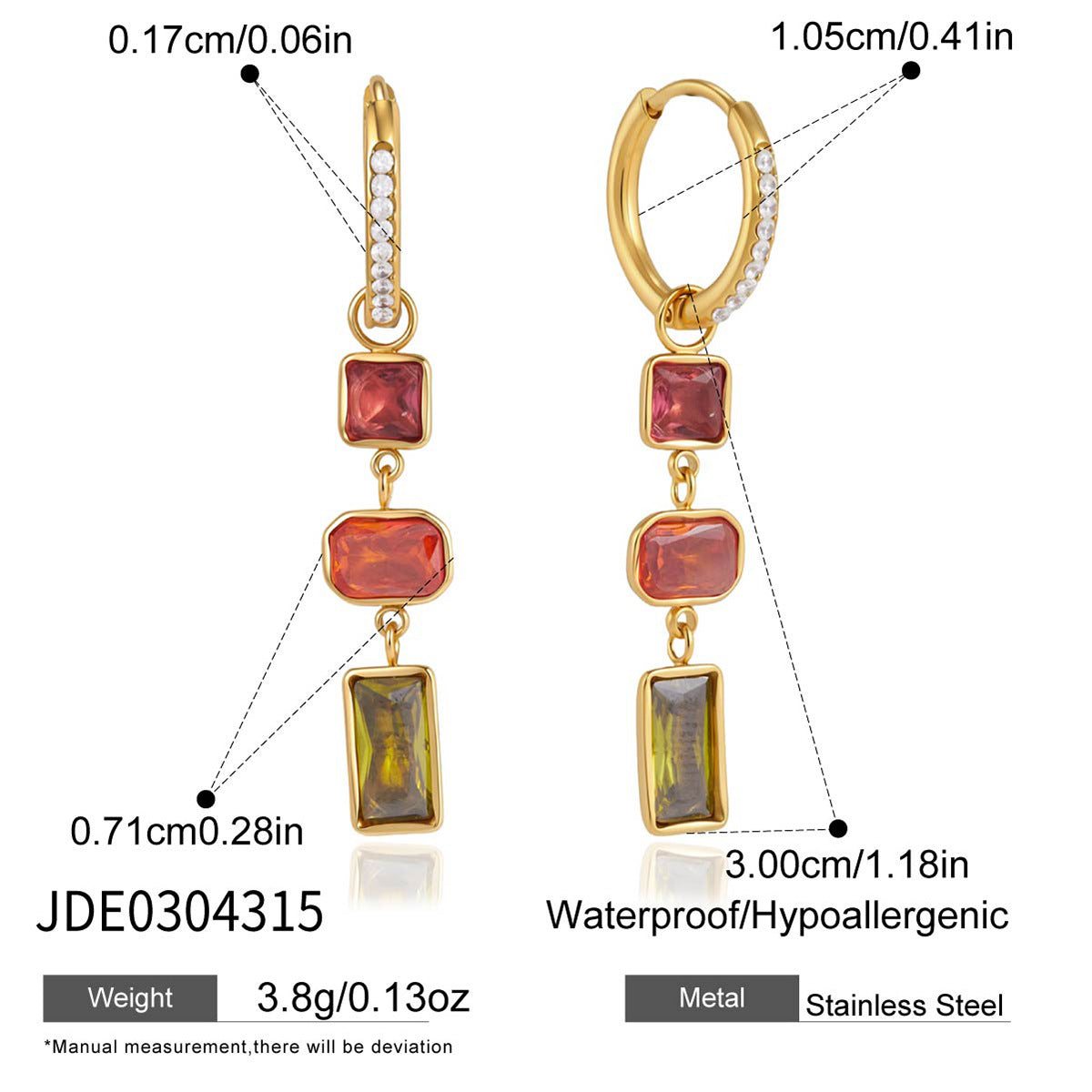 Elegant Geometric Stainless Steel Plated Cubic Zirconia Tassel Earrings for Women