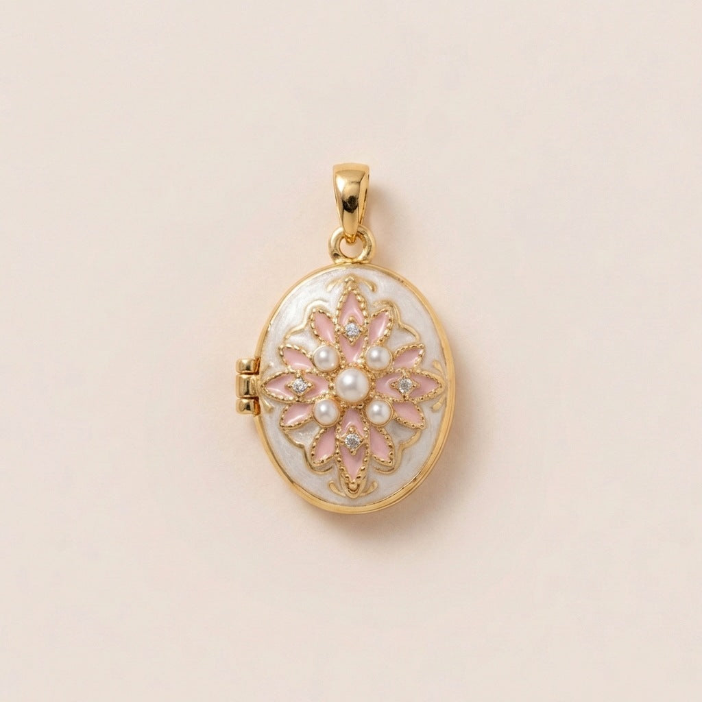 Vintage 18K Gold Plated Brass Heart Pendant Drip Oil DIY Charm Bar