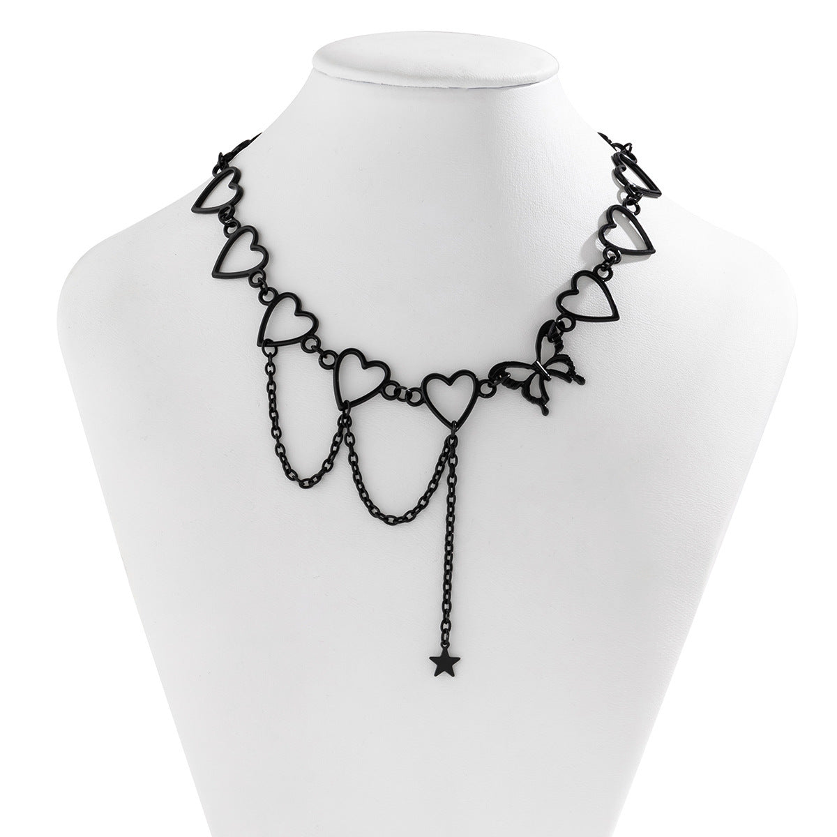 Hip-hop Minimalist Heart Butterfly Star Round Alloy Plated Necklace for Women