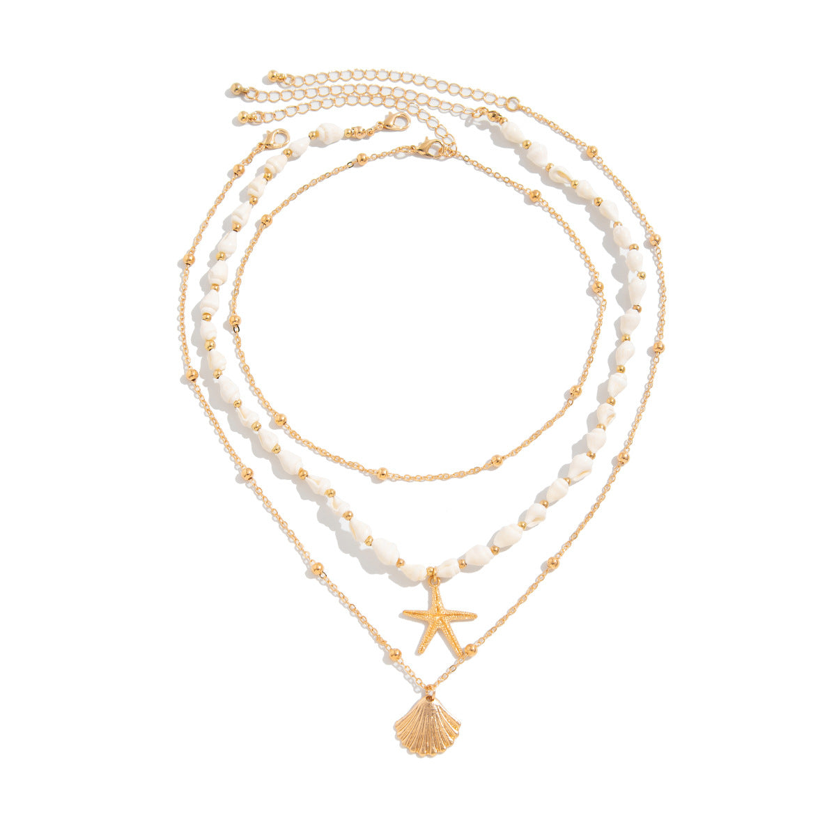 Collana con ciondolo a stella in lega di zinco impilabile con nappa e catena irregolare da donna
