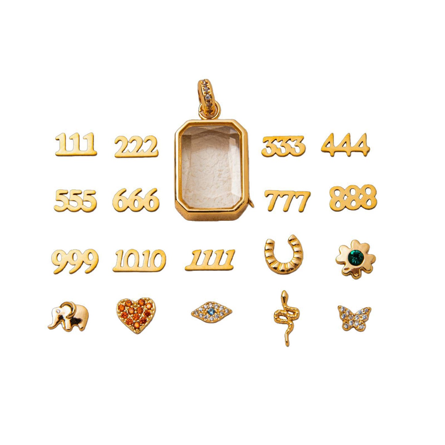 Vintage Luxury 18K Gold Plated Brass Geometric Floral Locket Pendant Charm Bar with Cable Chain