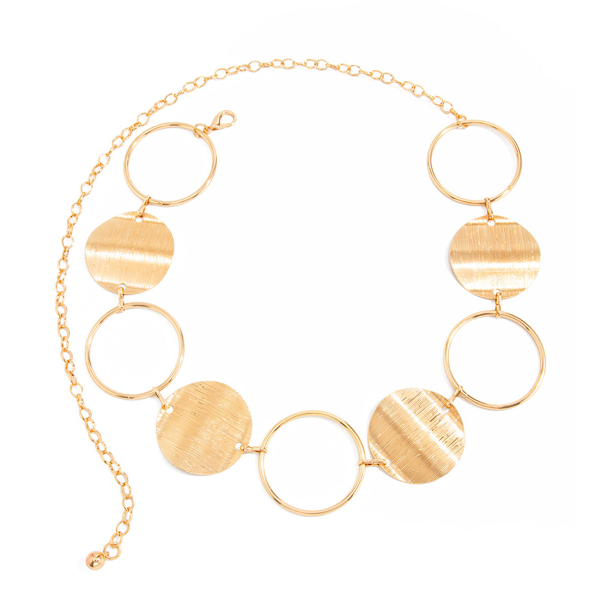 Minimalist Round Geometric Polished Iron Body Chain Waist Belt for Women