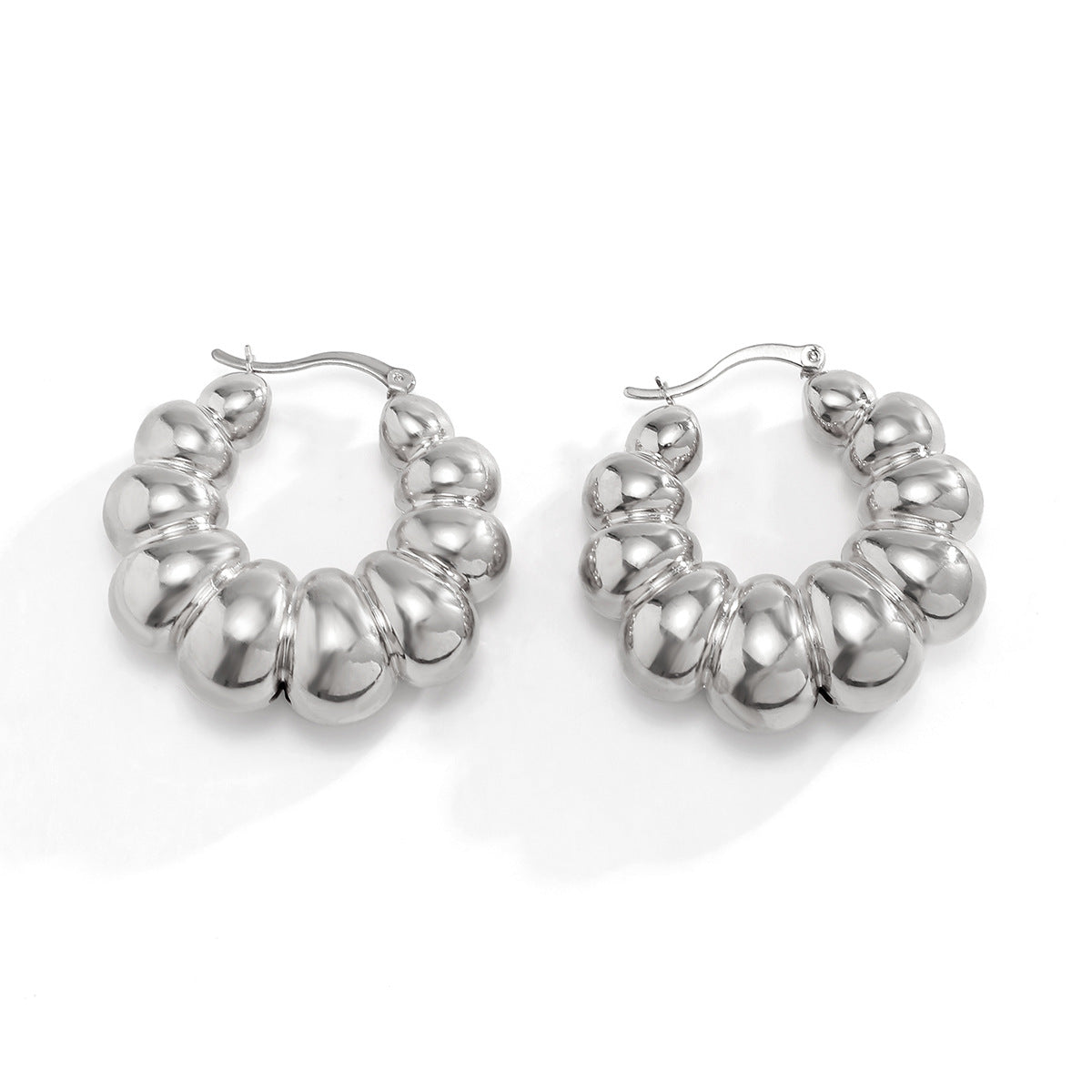 Pendientes de aro geométricos texturizados irregulares minimalistas de aleación para mujer con acabado galvanizado