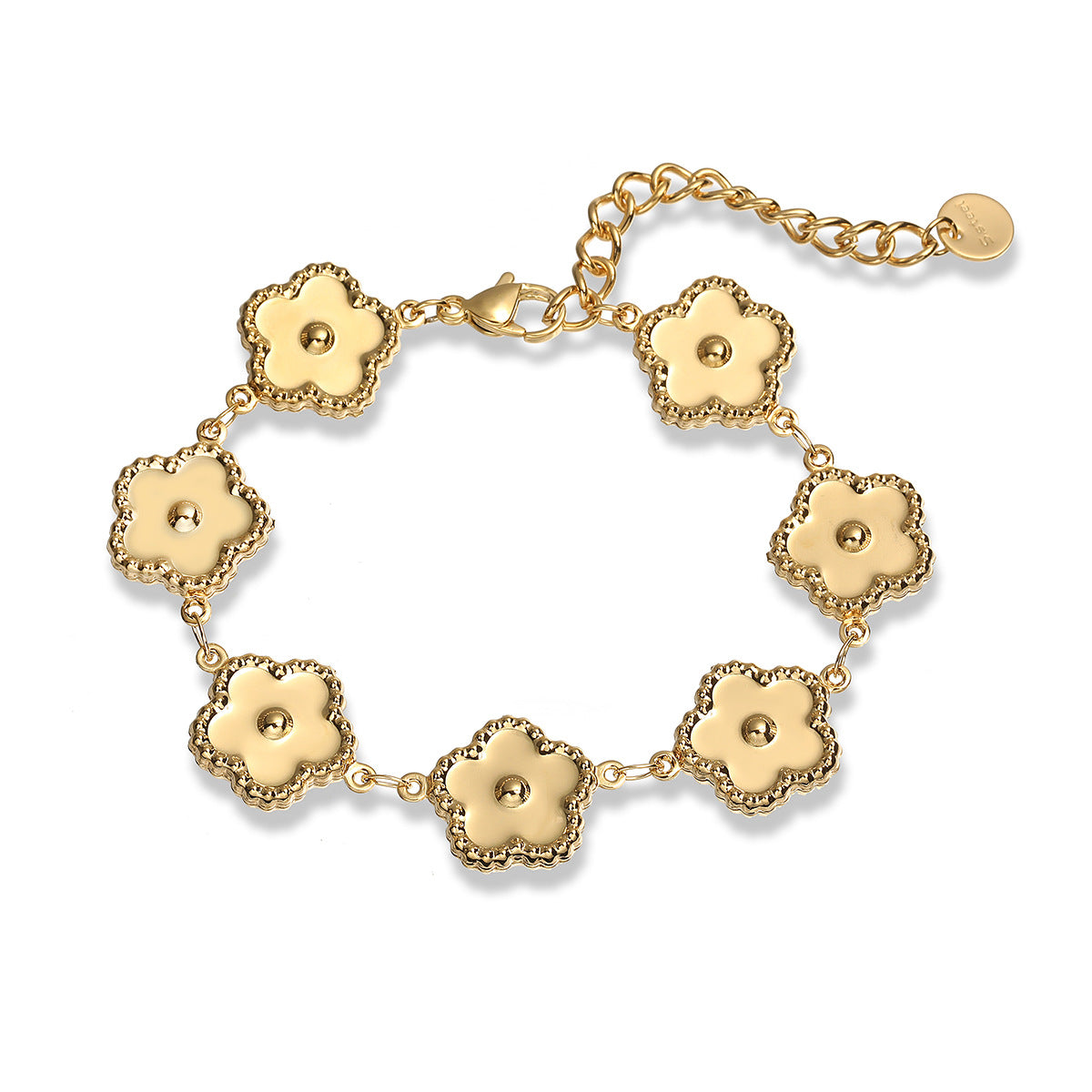 Vintage Elegant 18K Gold Plated Floral Stainless Steel Bracelet for Women