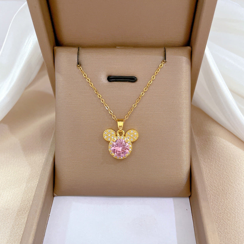 Collana Geometrica con Strass in Acciaio al Titanio di Lusso Cartone Animato