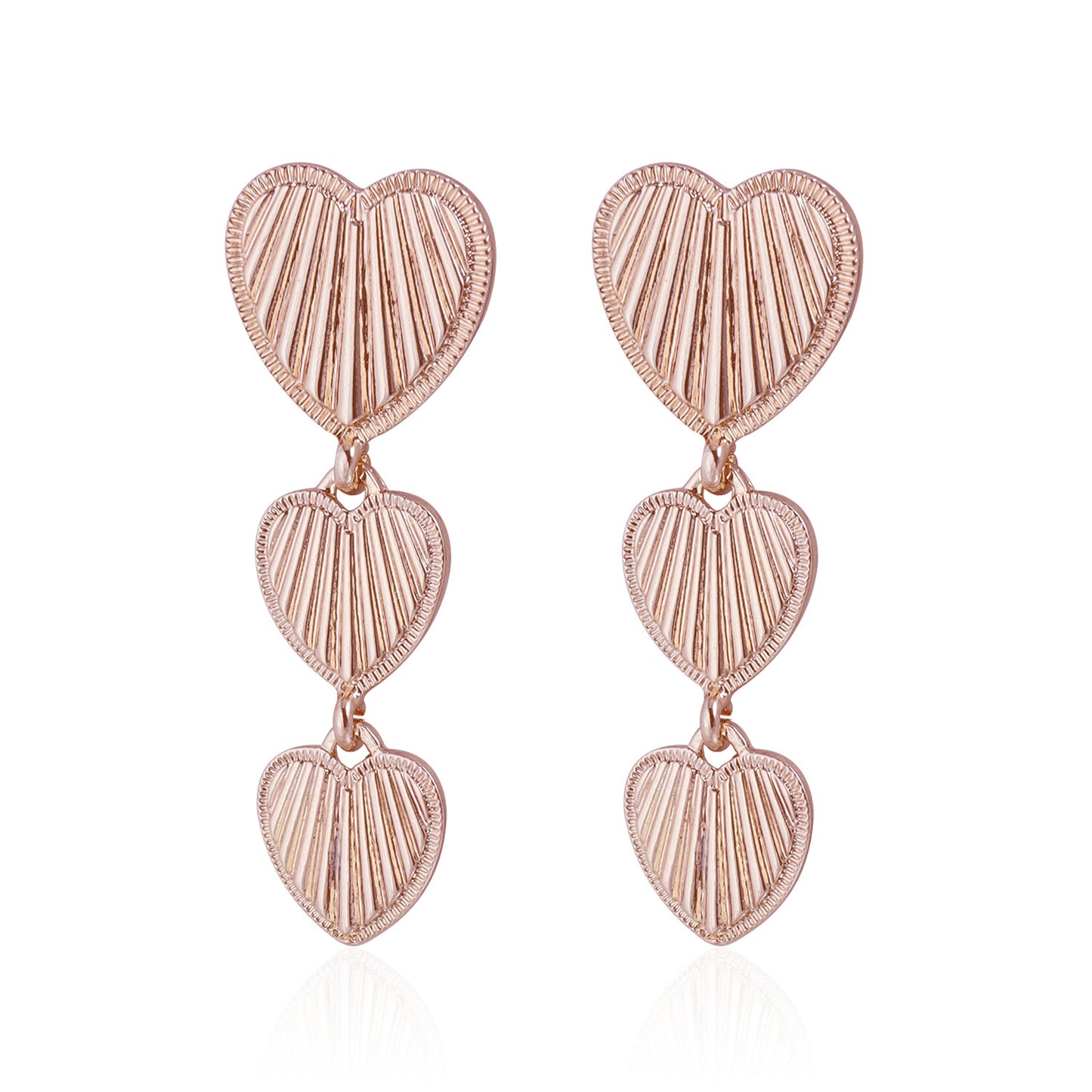 Vintage Geometric Heart Lava Texture Metal Stud Earrings