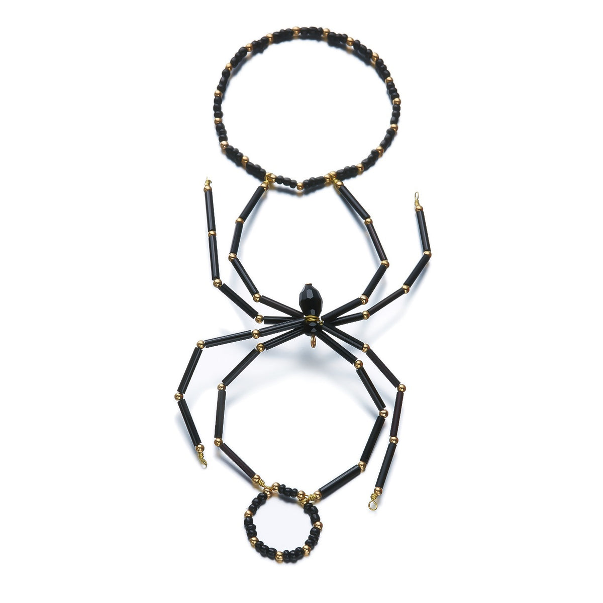 Gothic Spider Resin Finger Chain Bracelet for Women