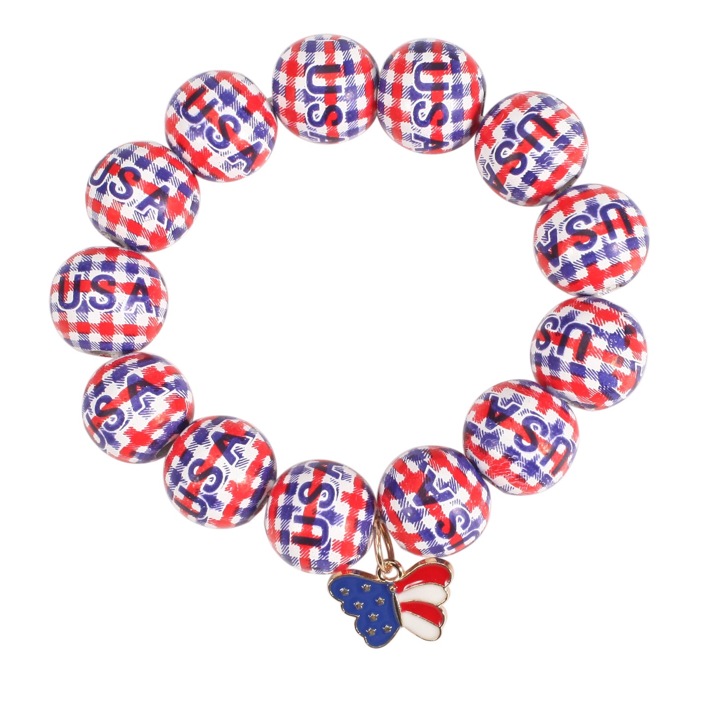 Unisex Wood Beaded Bracelet with Cartoon Pattern