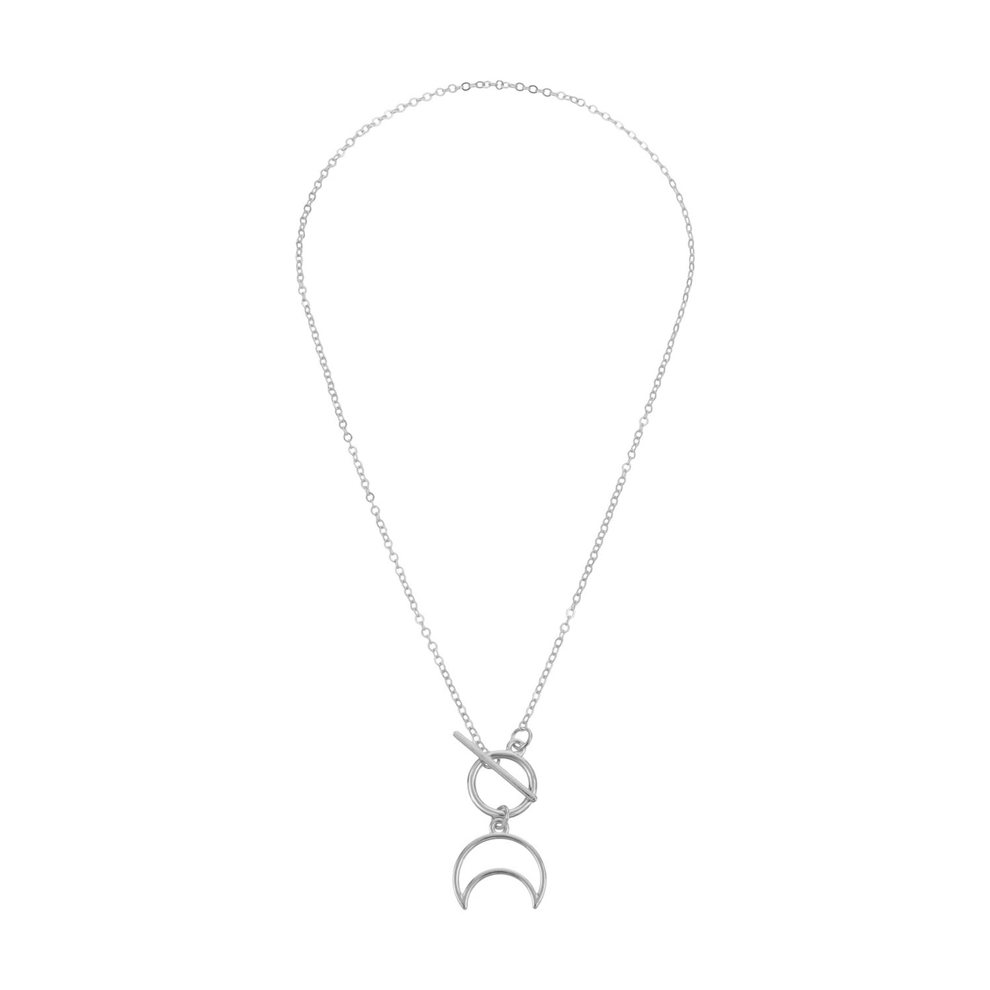 Fashion Moon-Shaped Alloy Necklace with Plated Finish for Women Geometric Pendant on Tiny-Link Chain