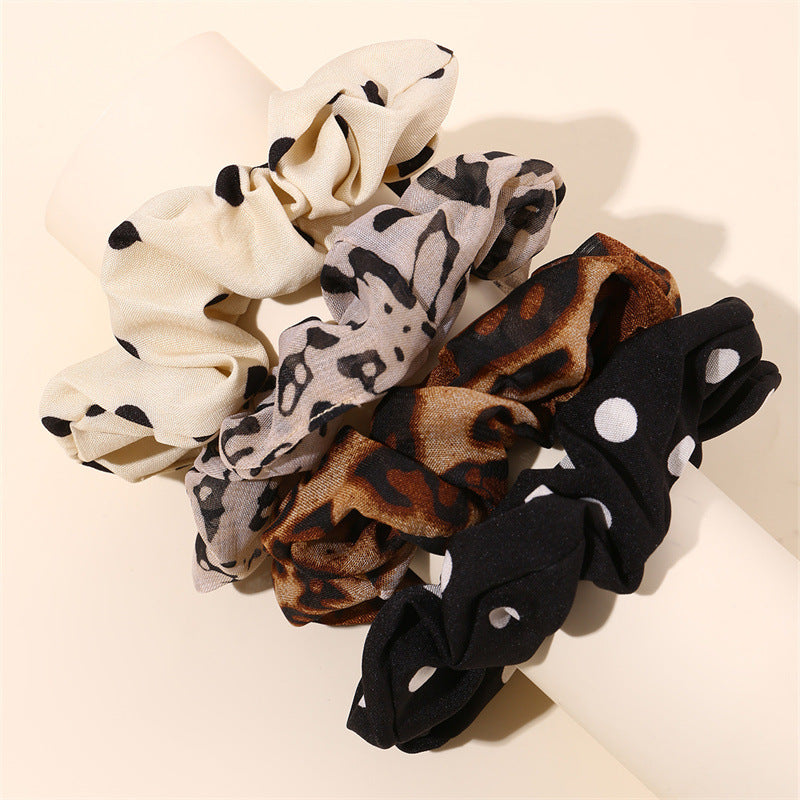 Set di elastici per capelli minimalisti a pois da bambina con motivo a margherita e texture a maglia in tessuto