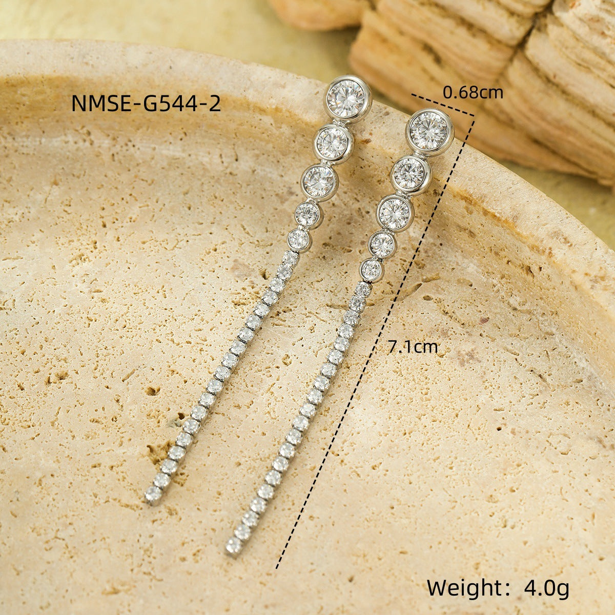 Pendientes largos de borla estilo vintage de acero inoxidable con detalles de diamantes de imitación para mujer