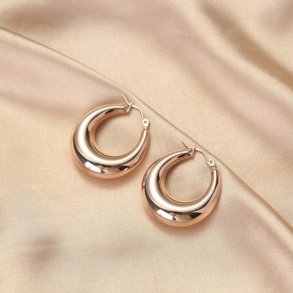 Pendientes de aro geométricos de acero inoxidable de moda con baño de oro de 18 quilates para mujer