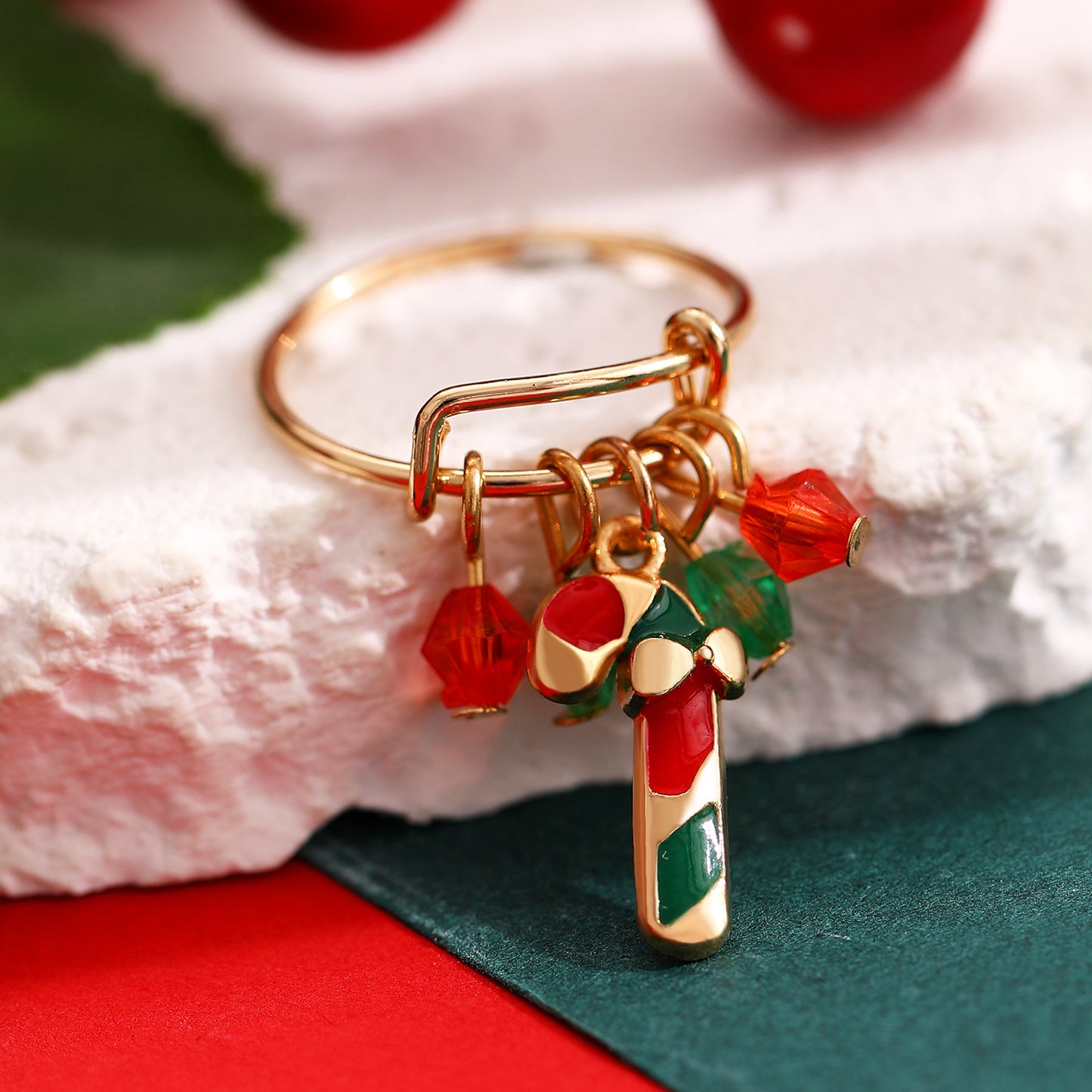 Anello a forma di cervo in lega stile Ins con finitura placcata, regalo di Natale per donne
