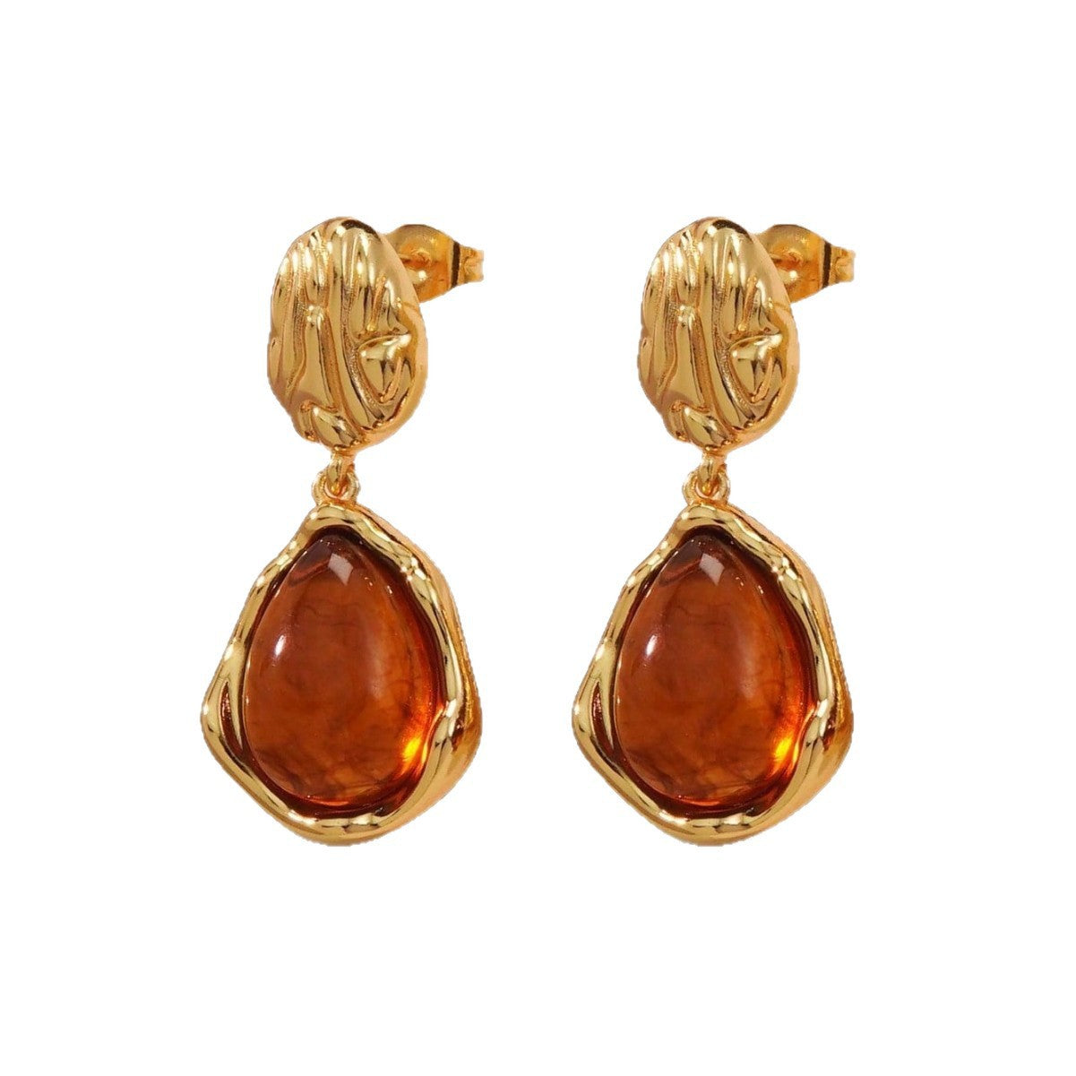 Orecchini pendenti da donna ovali geometrici in acciaio inossidabile lucido, in stile vintage, con occhio di tigre