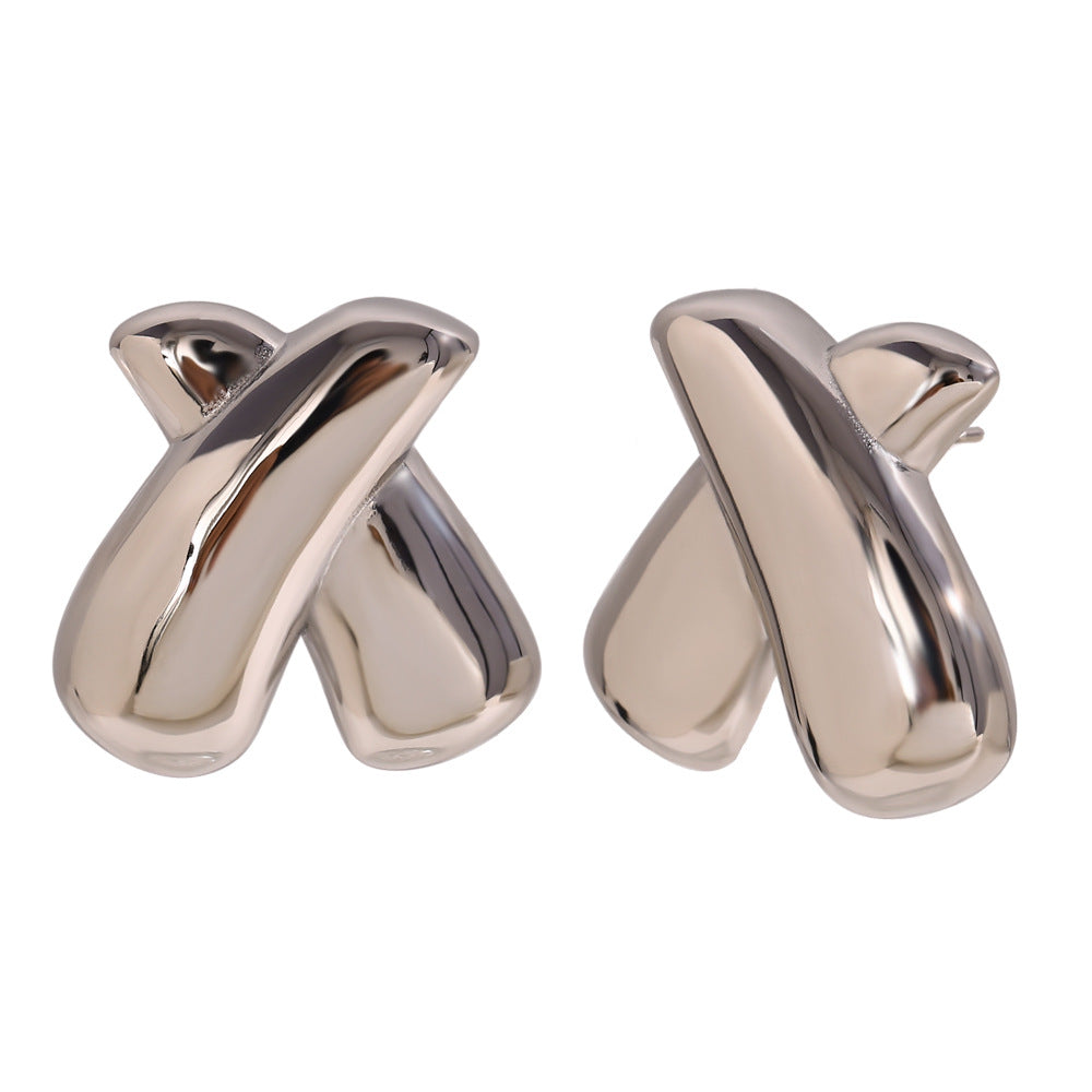 Pendientes minimalistas de acero inoxidable geométricos con baño de oro de 18 quilates para mujer