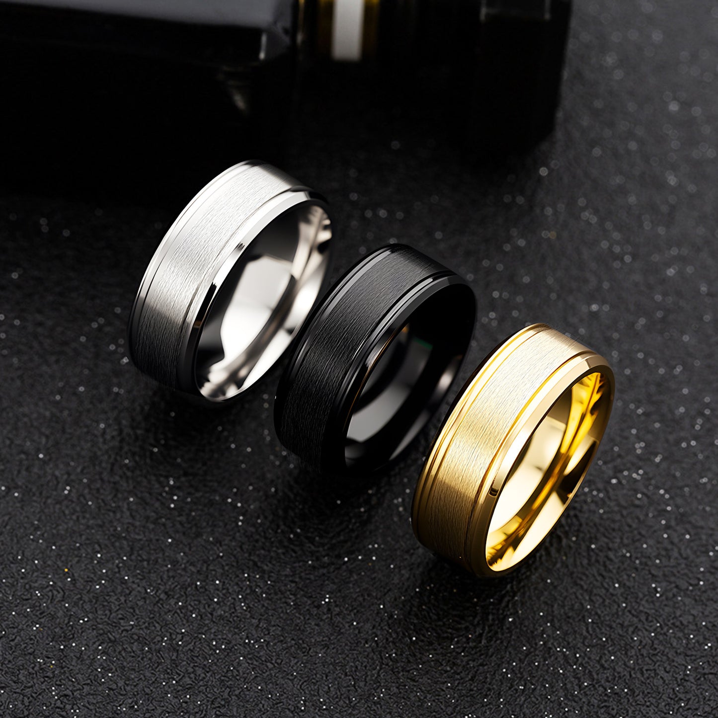 Anillo geométrico redondo unisex de acero inoxidable chapado mate minimalista