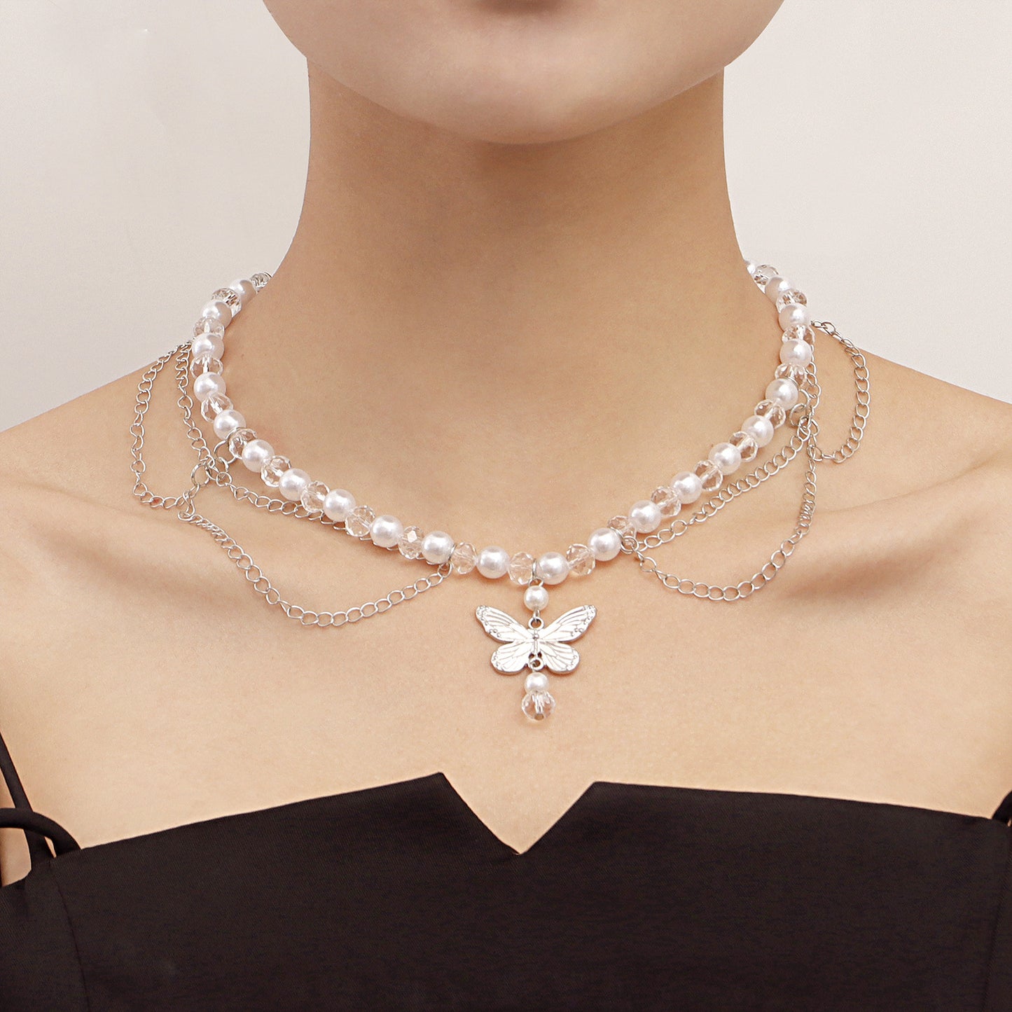 Minimalist Double-Layer Heart Cross Pendant Necklace for Women with Alloy Construction and Electroplated Finish