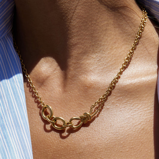 Collar Geométrico de Acero Inoxidable con Colgante de Acero de Titanio para Mujer, Cadena Chapada Hipoalergénica para Clavícula