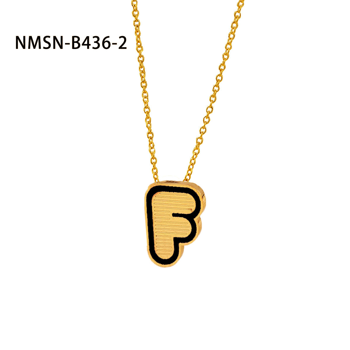 Collana con pendente a forma di lettera minimalista in acciaio inossidabile placcato oro 18 carati e dettagli in smalto da donna