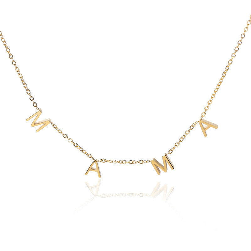 Collar Minimalista de Acero Inoxidable con Forma de Letra, Colgante de Acero de Titanio Pulido Ajustable para Regalo del Día de la Madre