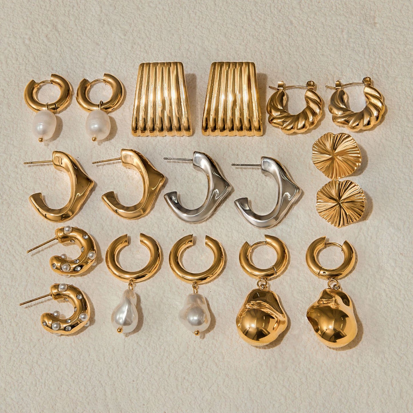 Elegant Geometric Stainless Steel Plated Earrings with Pearl for Women
