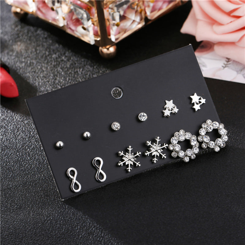 Minimalist Sweet Heart Round Geometric Alloy Micro-set Diamond Jade Stud Earrings with Steel Posts