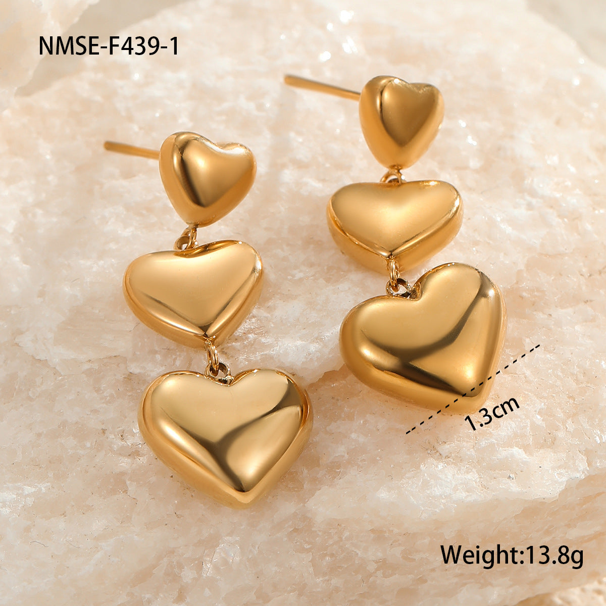 Minimalist Shiny Stainless Steel Heart Stud Earrings for Women with Plated Finish