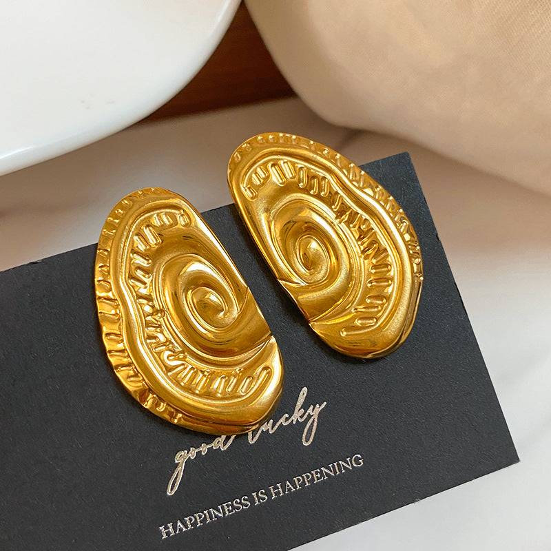 Abstract Ear Shaped Titanium Steel Plated Stud Earrings for Women