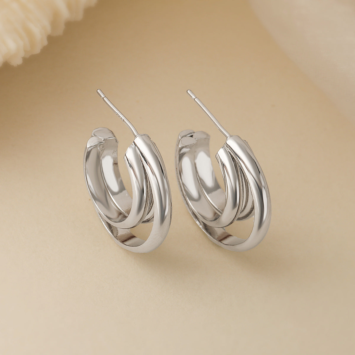 Minimalist Luxe Geometric Earrings for Women in Copper with 18K Gold Plating, Smooth Finish and Irregular Design