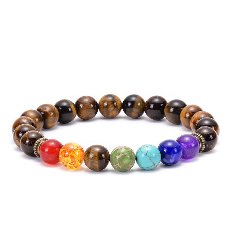 Natural Agate Lava Stone Beaded Bracelet Round Geometric Unisex Yoga Jewelry