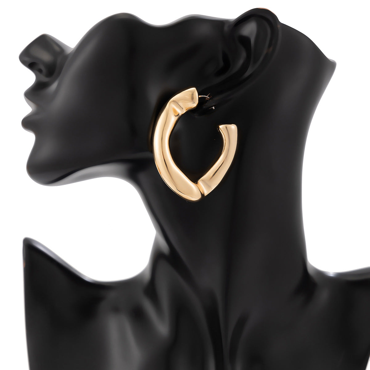 Pendientes geométricos asimétricos con forma de lágrima, dulces y atrevidos, de aleación con acabado galvanizado para mujer